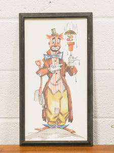 Vintage Folk Art Clown Circus Painting Carnival Early Gardening