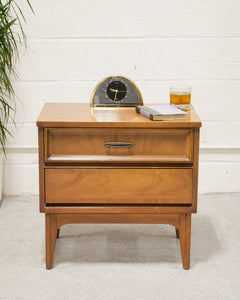 Double Drawer Walnut Nightstand