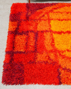 Red and Orange Rya Rug