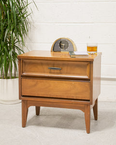 Double Drawer Walnut Nightstand