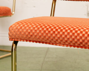 Checkered Cantilever Dining Chair in Rust Orange