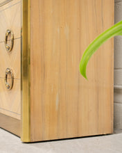 Load image into Gallery viewer, Mastercraft Zebrano Wood and Patinated Brass Tall Wardrobe Cabinet

