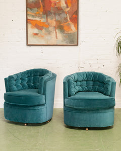 1960’s Teal Swivel Chairs