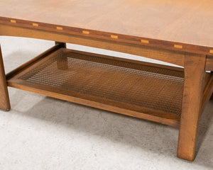 Vintage Walnut and Oak Surfboard Coffee Table Bench by Lane Furniture Co