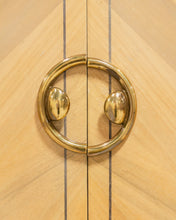 Load image into Gallery viewer, Mastercraft Zebrano Wood and Patinated Brass Tall Wardrobe Cabinet
