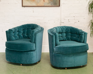 1960’s Teal Swivel Chairs