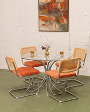 Load image into Gallery viewer, Checkered Rust Chrome Rattan Chair
