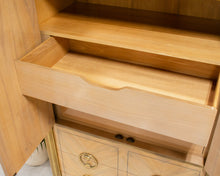Load image into Gallery viewer, Mastercraft Zebrano Wood and Patinated Brass Tall Wardrobe Cabinet
