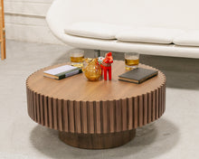 Load image into Gallery viewer, Paneled Round Wood Coffee Table
