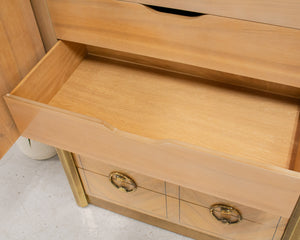 Mastercraft Zebrano Wood and Patinated Brass Tall Wardrobe Cabinet