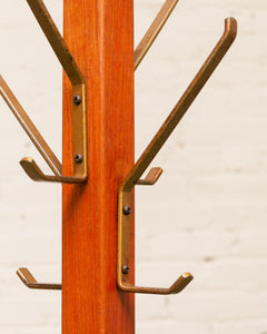 Antique Oak Floor Coat Rack