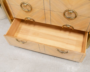 Mastercraft Zebrano Wood and Patinated Brass Tall Wardrobe Cabinet