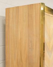 Load image into Gallery viewer, Mastercraft Zebrano Wood and Patinated Brass Tall Wardrobe Cabinet

