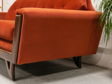 Load image into Gallery viewer, Desmond Walnut Framed Sofa 72” in Royale/Rust
