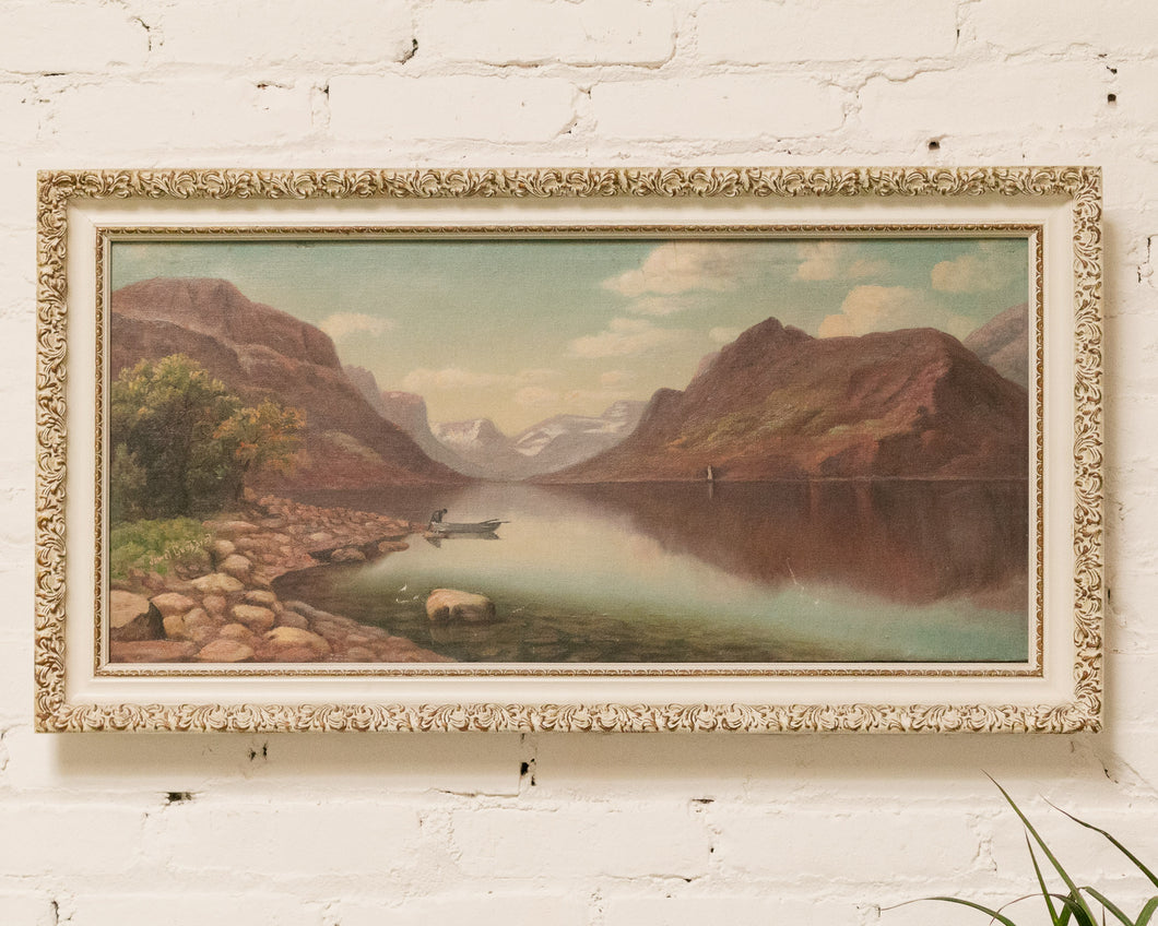 Signed Landscape Antique Oil Painting