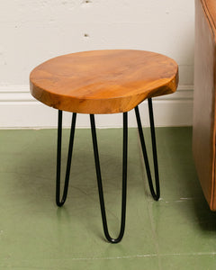 Round Solid Wood Side Table Hair Pin Legs