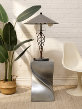 Load image into Gallery viewer, Sculptural Metallic Twist Pedestal Side Table with Hourglass Form
