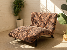 Load image into Gallery viewer, 1950s Tiger Print Sculptural Chaise Lounge Newly Upholstered

