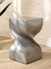 Load image into Gallery viewer, Sculptural Metallic Twist Pedestal Side Table with Hourglass Form
