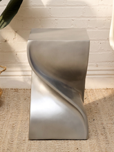 Load image into Gallery viewer, Sculptural Metallic Twist Pedestal Side Table with Hourglass Form

