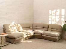 Load image into Gallery viewer, 70s-Style Curved Modular Sectional Sofa in Textured Gray
