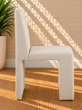 Load image into Gallery viewer, Foley upholstered dining chair in Ivory linen-textured fabric with sculptural fully upholstered frame
