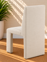 Load image into Gallery viewer, Foley upholstered dining chair in Ivory linen-textured fabric with sculptural fully upholstered frame
