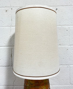 Orange Mid Century Pottery Lamp