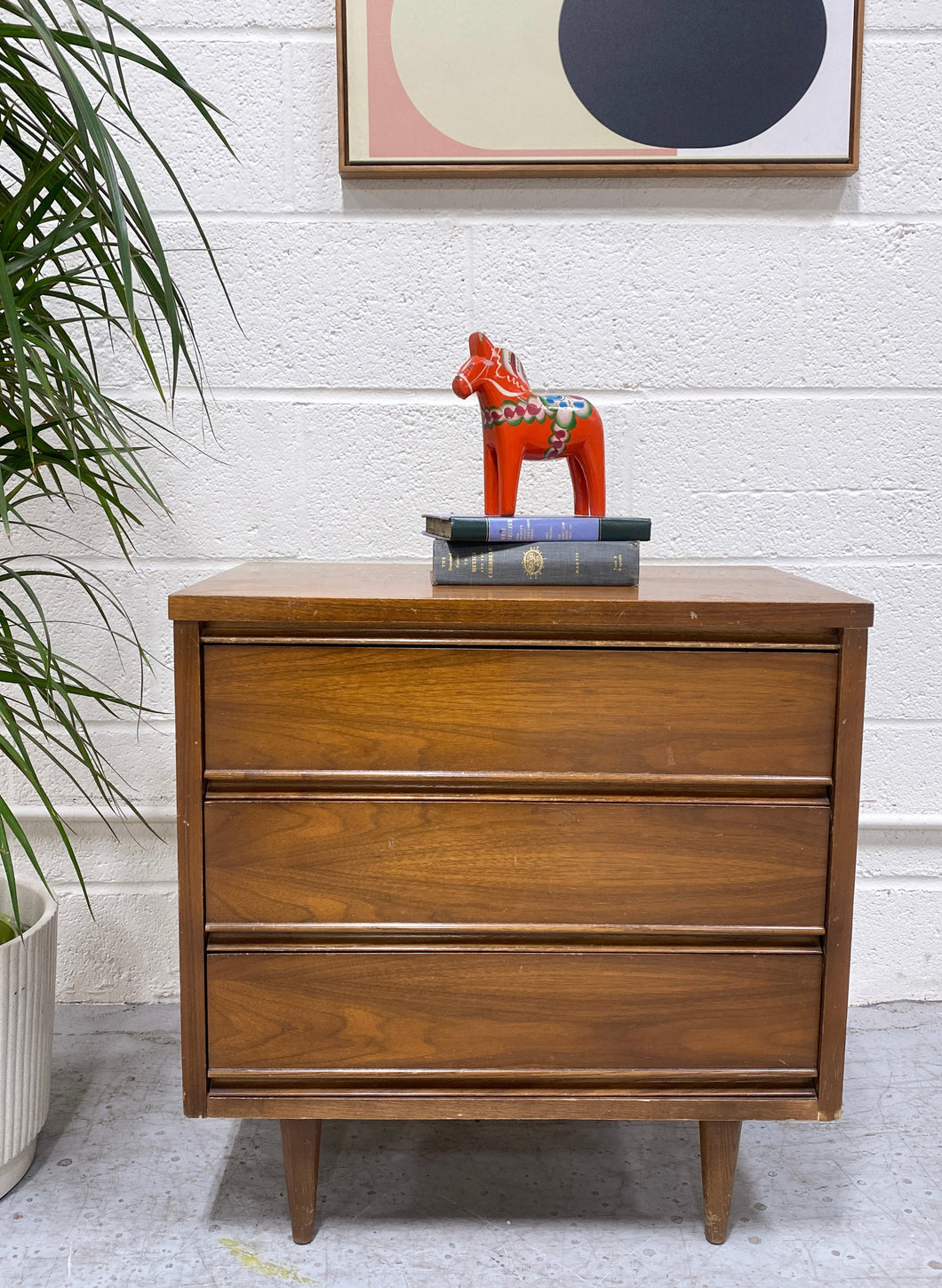 Vintage Walnut 3 Drawer Nightstand