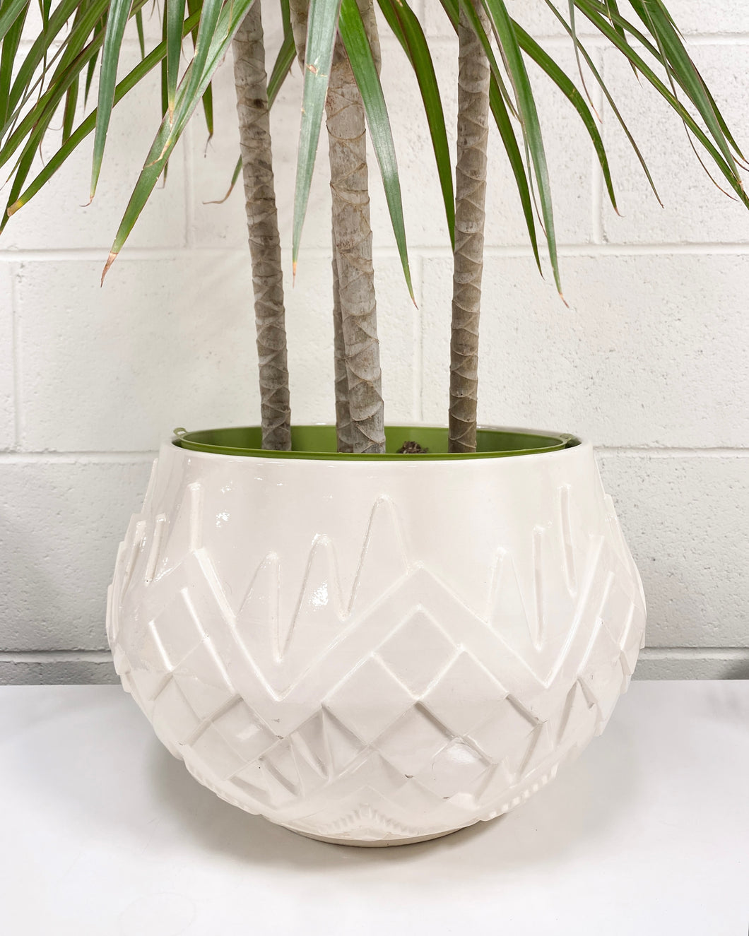 Vintage Large Cream Glazed Planter - Signed