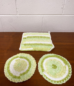 Vintage Crochet Potholder and (2) Pot Savers