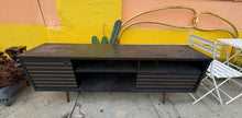 Load image into Gallery viewer, Black credenza with gold line
