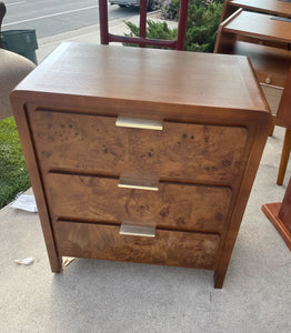 3 Drawer burl style nightstand