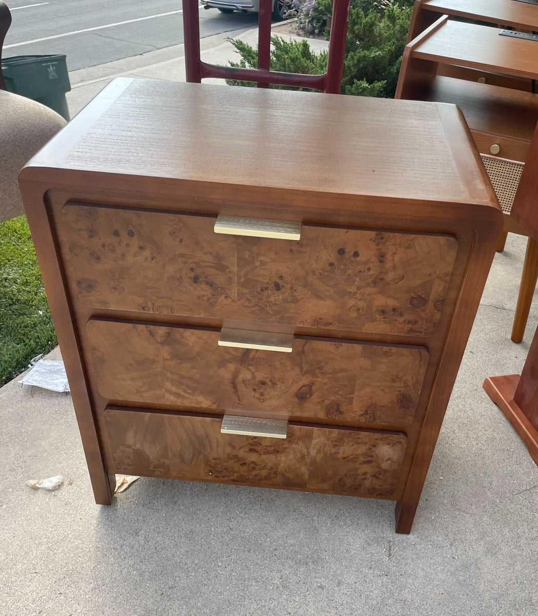 3 Drawer burl style nightstand