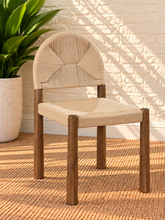 Load image into Gallery viewer, Gaia woven cord dining chair with natural seagrass seat and back and Light Brown Walnut wood frame
