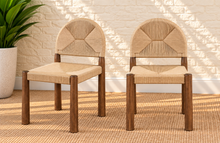 Load image into Gallery viewer, Gaia woven cord dining chair with natural seagrass seat and back and Light Brown Walnut wood frame
