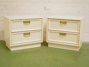 White Vintage Bamboo Nightstand