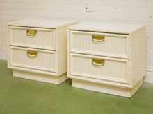 Load image into Gallery viewer, White Vintage Bamboo Nightstand
