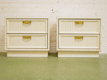 Load image into Gallery viewer, White Vintage Bamboo Nightstand
