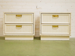 White Vintage Bamboo Nightstand