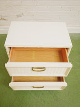 Load image into Gallery viewer, White Vintage Bamboo Nightstand

