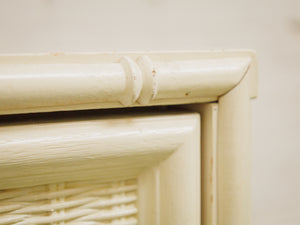 White Vintage Bamboo Nightstand
