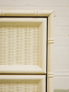 White Vintage Bamboo Nightstand