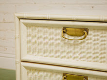 Load image into Gallery viewer, White Vintage Bamboo Nightstand
