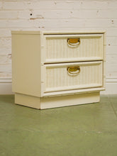 Load image into Gallery viewer, White Vintage Bamboo Nightstand
