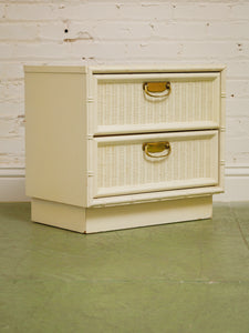 White Vintage Bamboo Nightstand