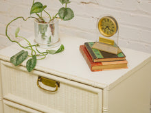 Load image into Gallery viewer, White Vintage Bamboo Nightstand
