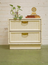 Load image into Gallery viewer, White Vintage Bamboo Nightstand
