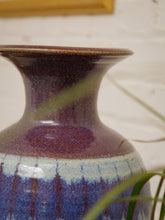 Load image into Gallery viewer, Glazed Earthenware Ovoid Vase With a Blue Hue Flambe Glaze
