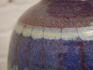 Glazed Earthenware Ovoid Vase With a Blue Hue Flambe Glaze